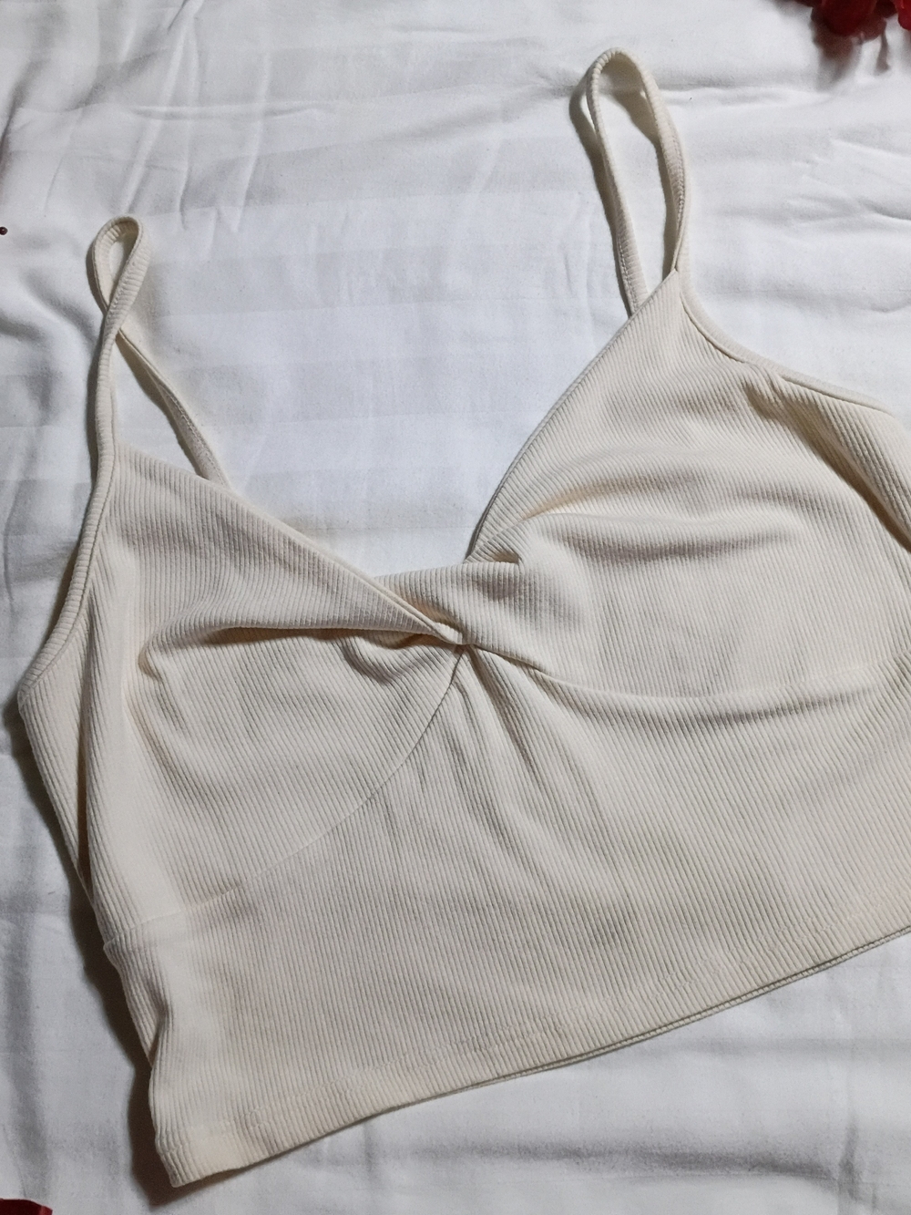 SHEIN Ivory Ribbed Tank Top